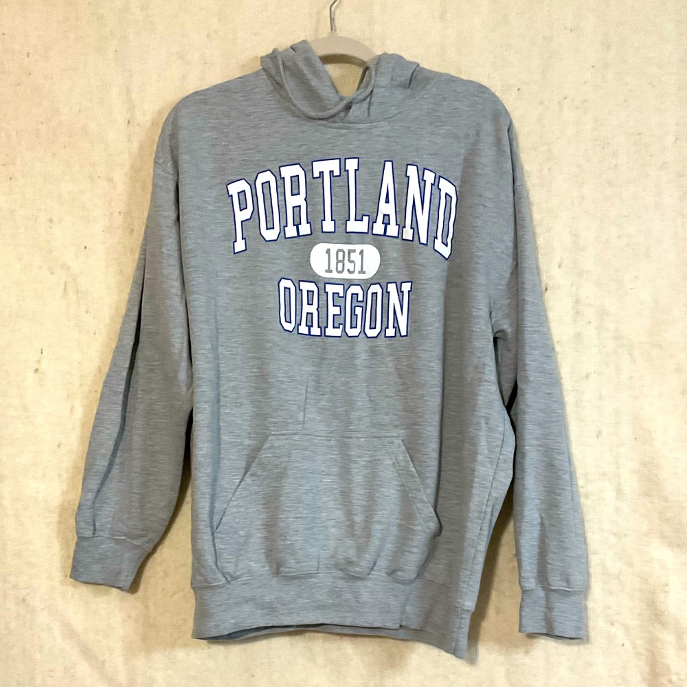 Portland Oregon 1851 Hoodie Sweatshirt Light Gray Size XL